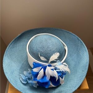 Elegant Blue Women's Hat with Floral Accents